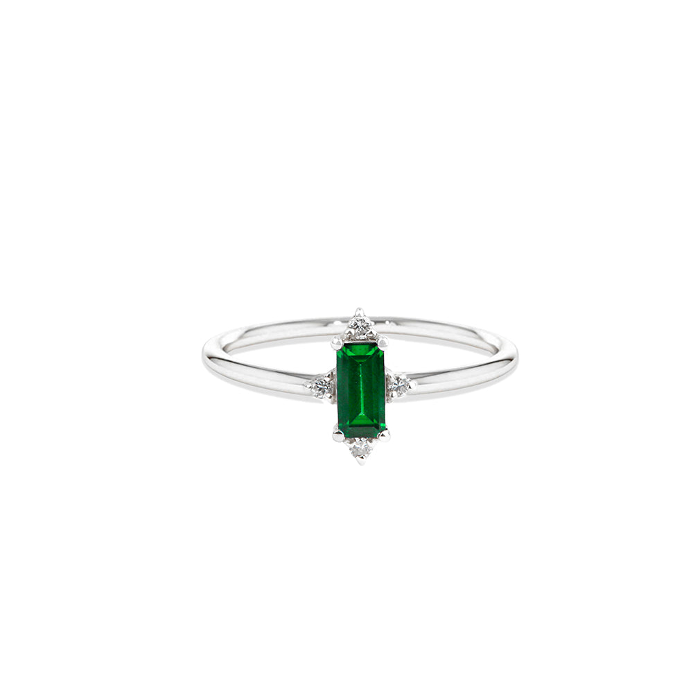 Modern Baguette Emerald Ring / Diamond Minimal Ring