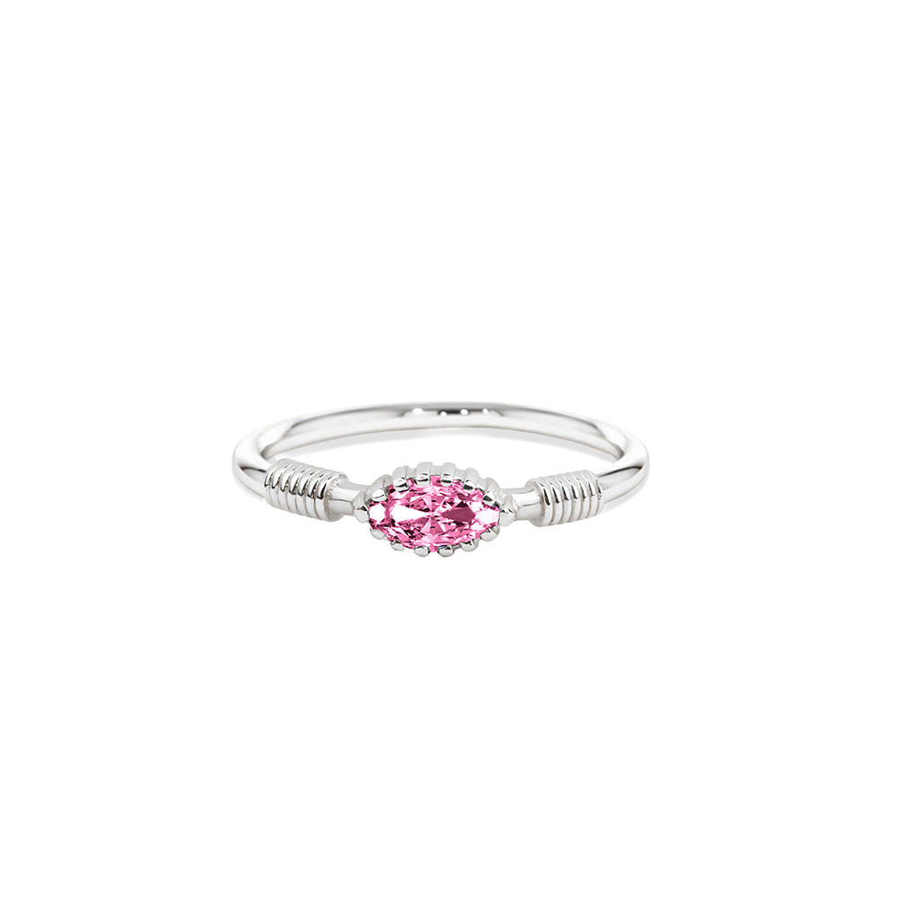 14K Solid Gold Pink Sapphire Ring / Marquise Gemstone Jewelry