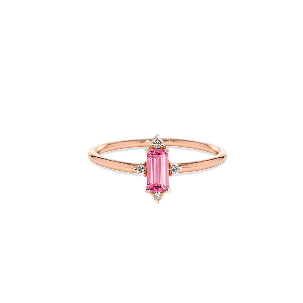 Pink Sapphire Baguette Ring