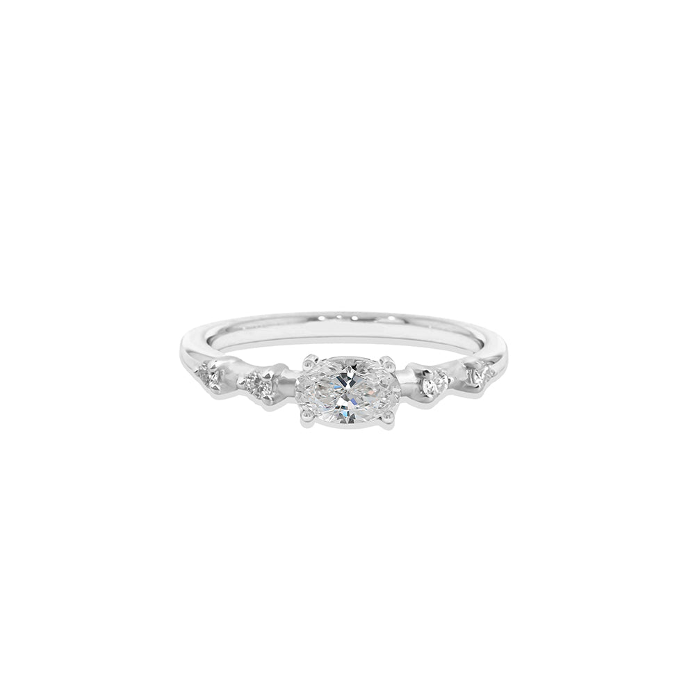 East West White Sapphire Ring