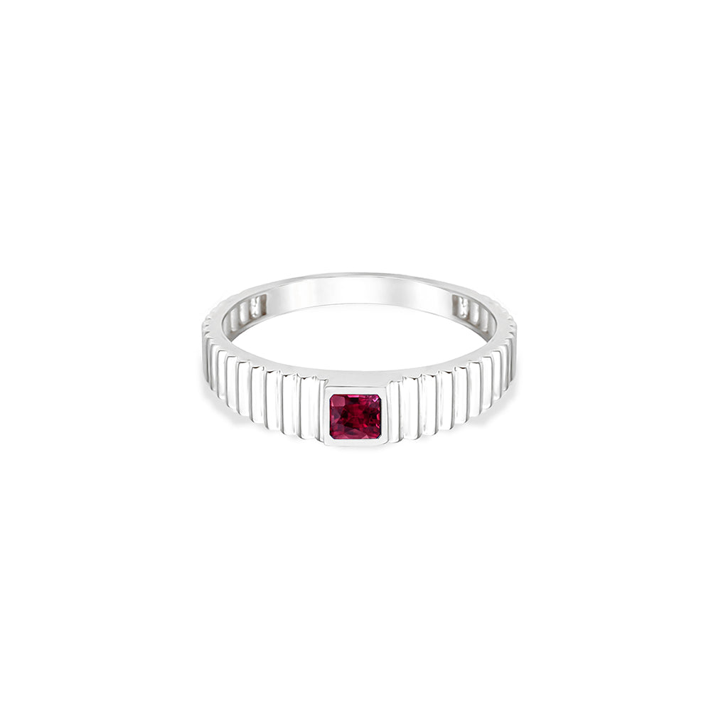 14K Gold Ruby Square Ring