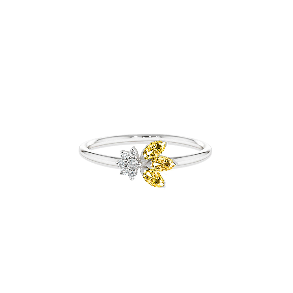 14K Gold Diamond Citrine Leaf Ring