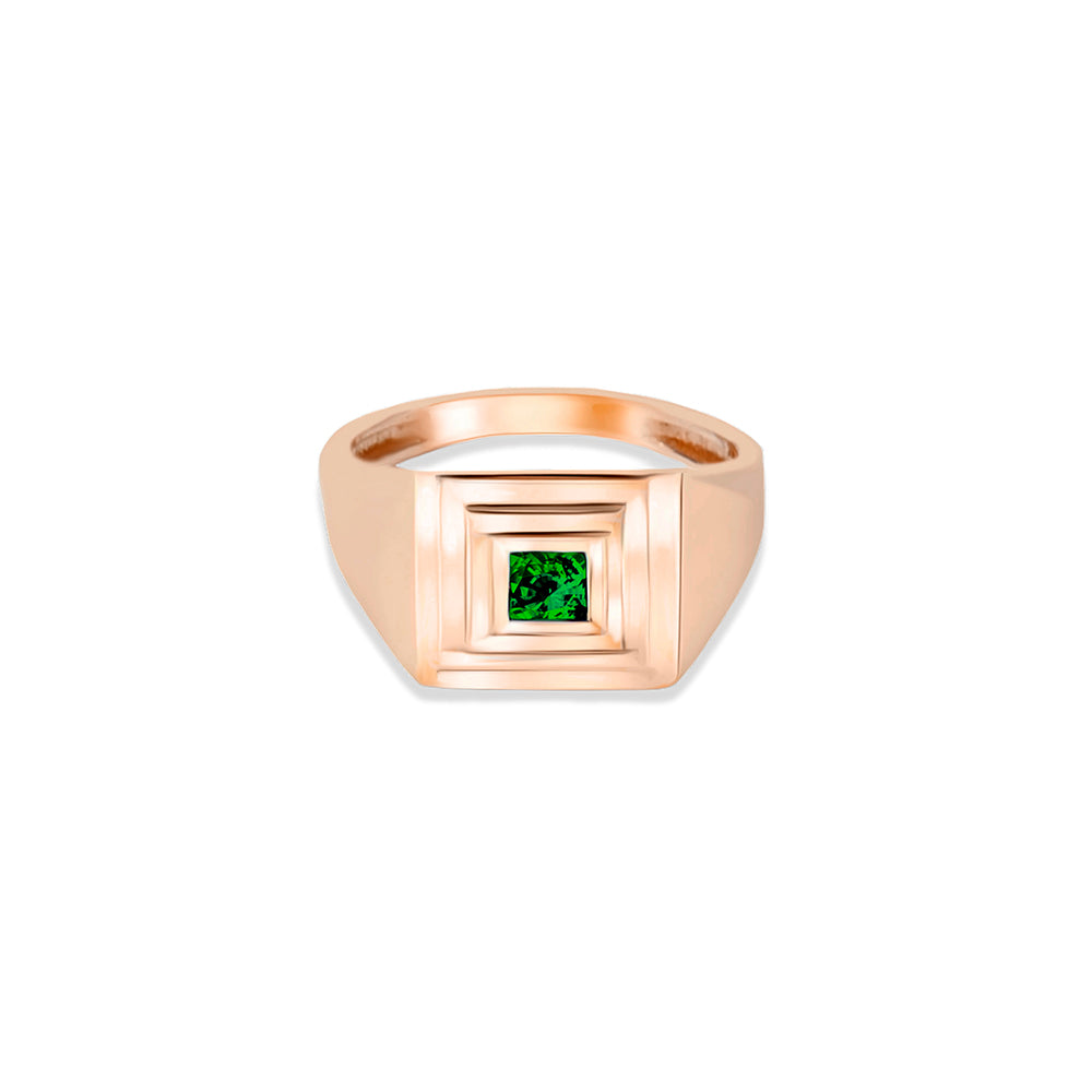 14K Gold Square Emerald Ring