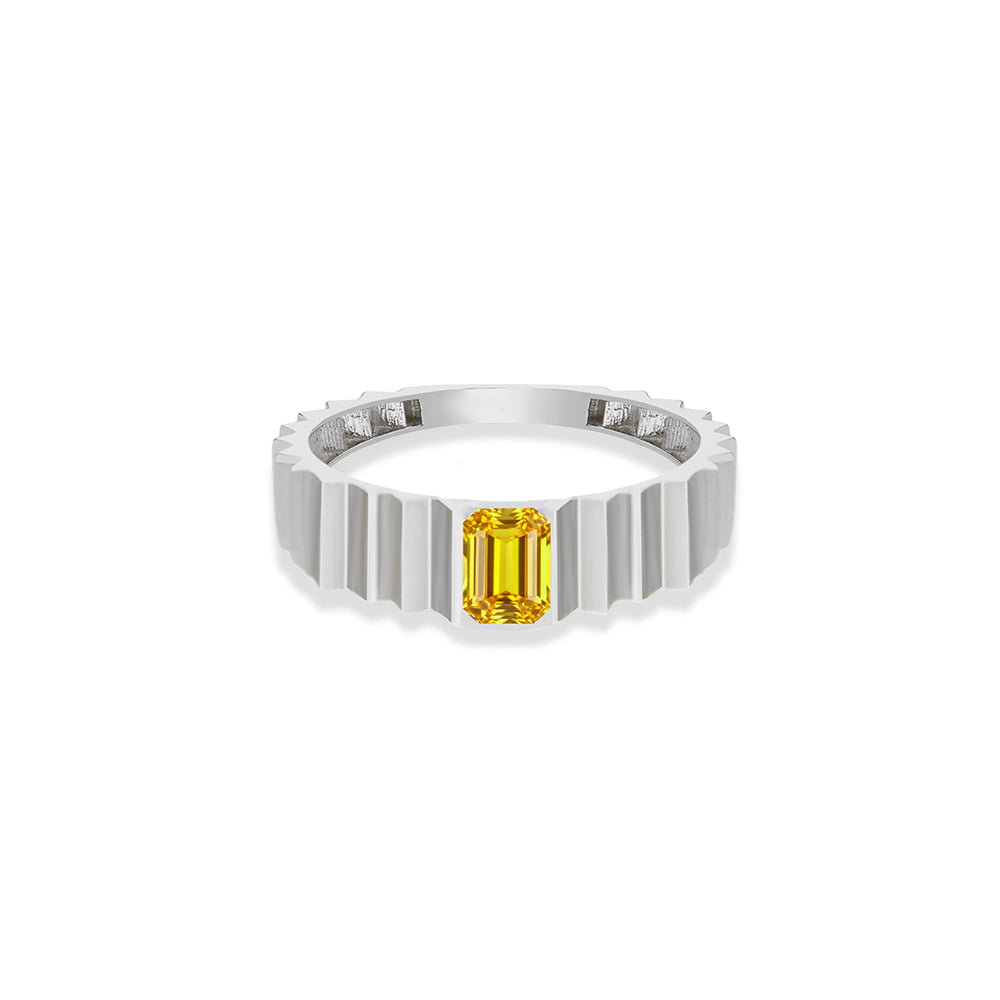 14K Gold Citrine Step Edge Ring