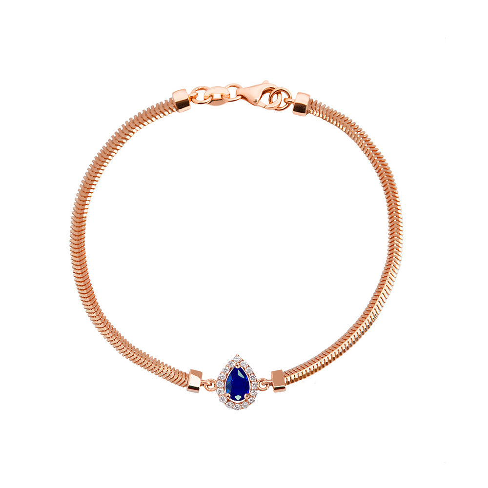 14K Gold Pear Sapphire Bracelet / Anniversary Gift