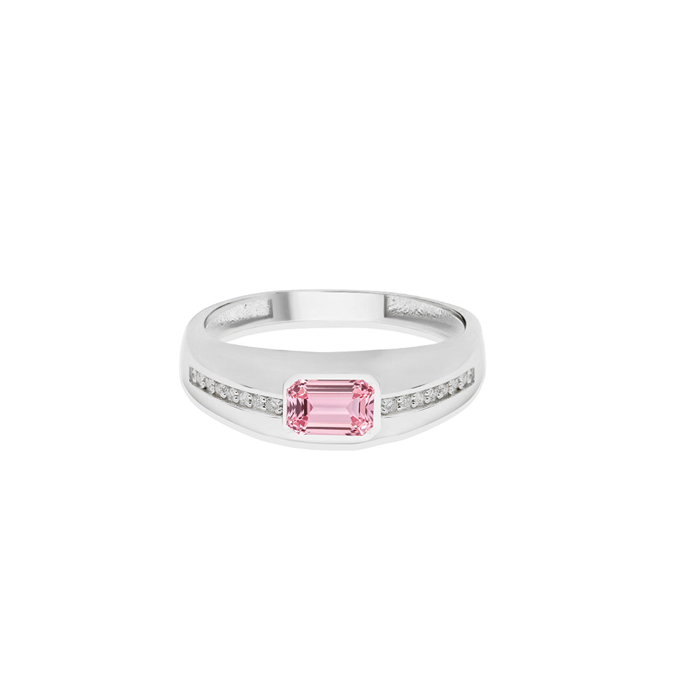 14K Gold Pink Sapphire Signet Ring
