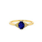14K Solid Gold Oval Cut Natural Diamond Sapphire Ring