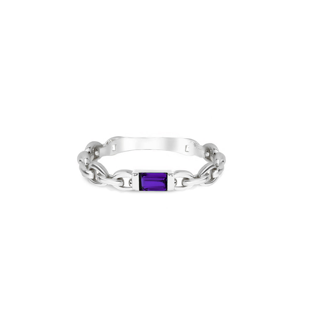 14K Gold Amethyst Chain Ring