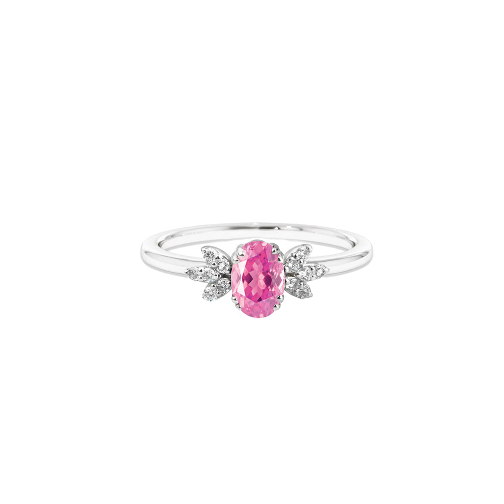 14K Gold Diamond Pink Sapphire Ring