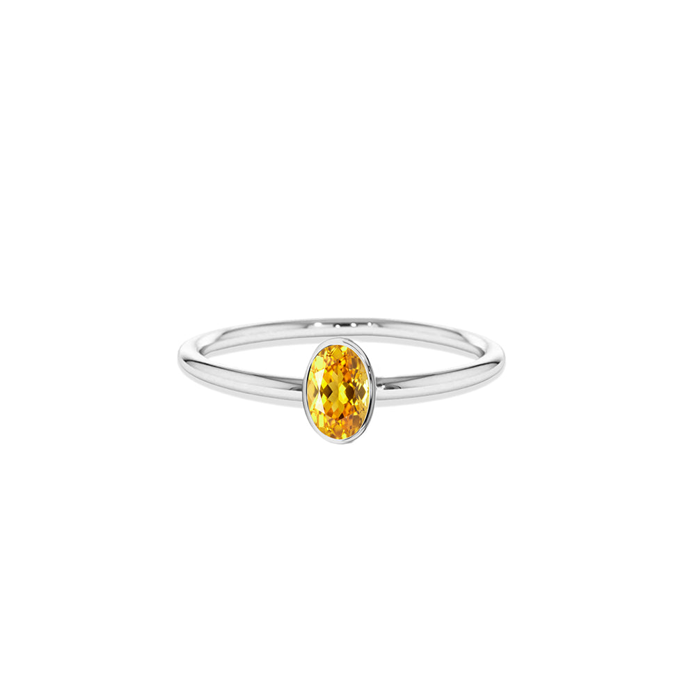 14K Gold Oval Citrine Engagement Ring