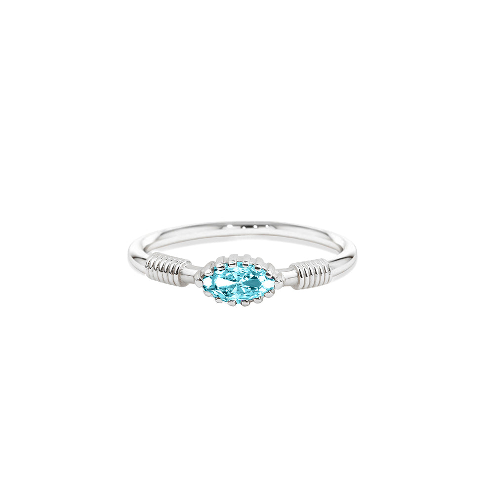 14K Gold Aquamarine Marquise Ring / March Birthstone Jewelry