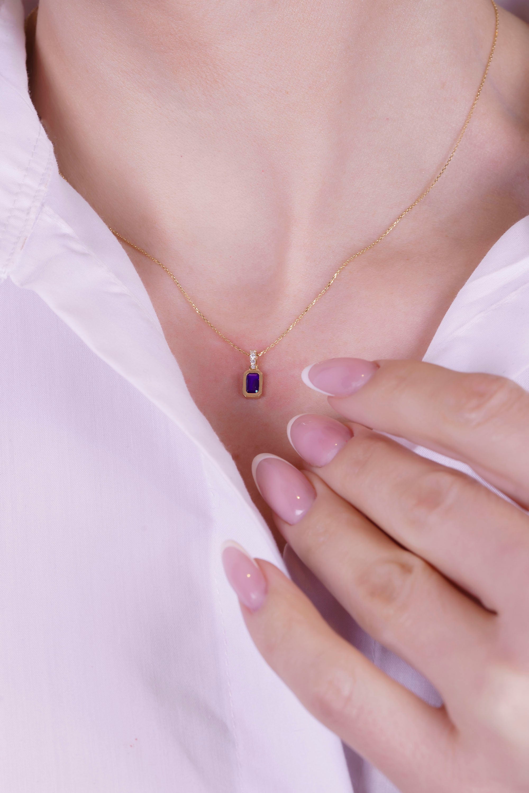 Natural Amethyst Pendant Necklace