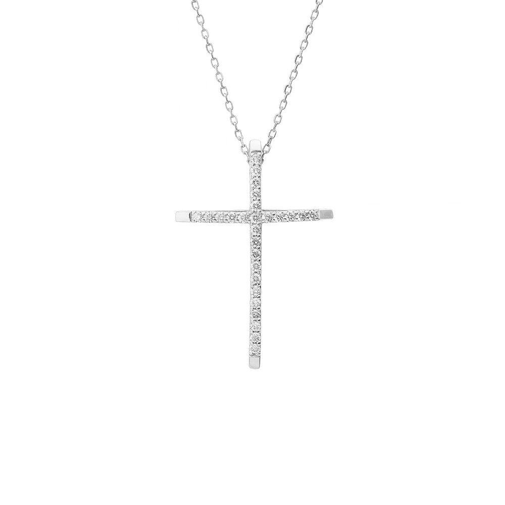 Contemporary Diamond Cross Necklace