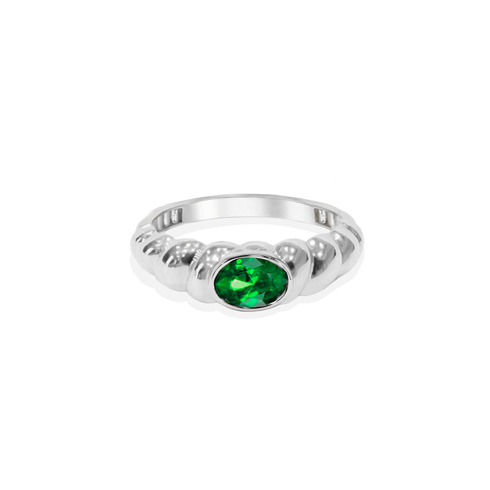 14K Gold Natural Emerald Bubble Ring