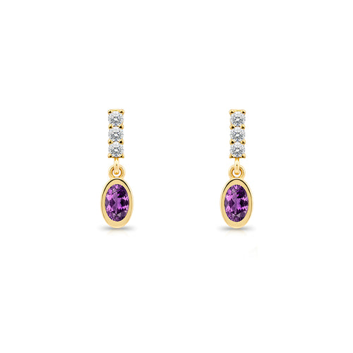 Oval Amethyst Earrings
