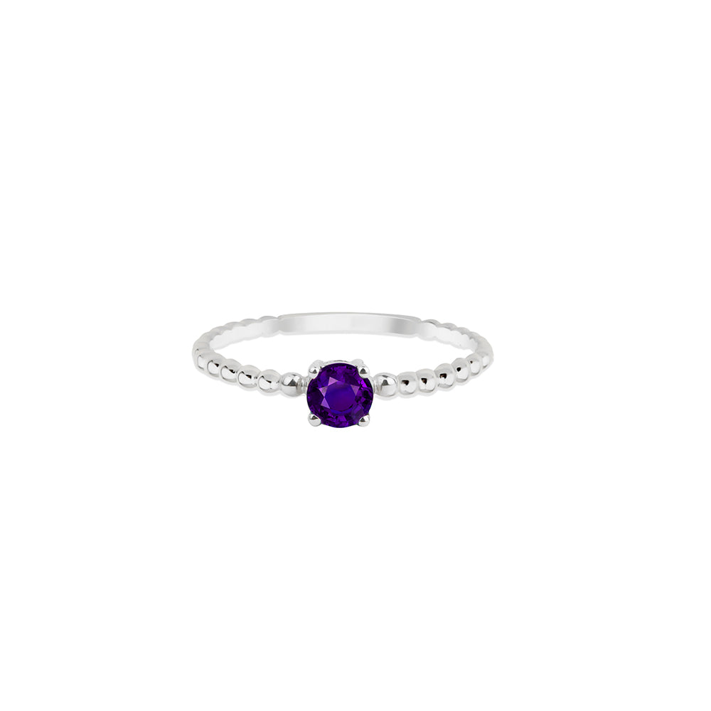 Round Amethyst Ring / Wedding Ring