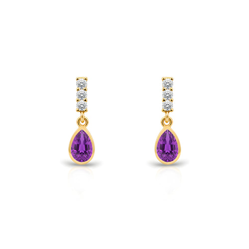 14K Gold Amethyst Teadrop Earrings