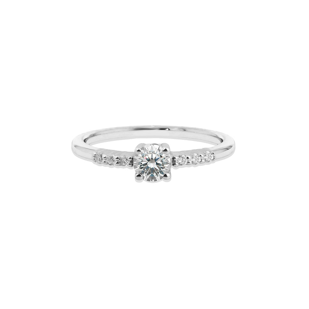 14K Gold White Sapphire Engagement Ring