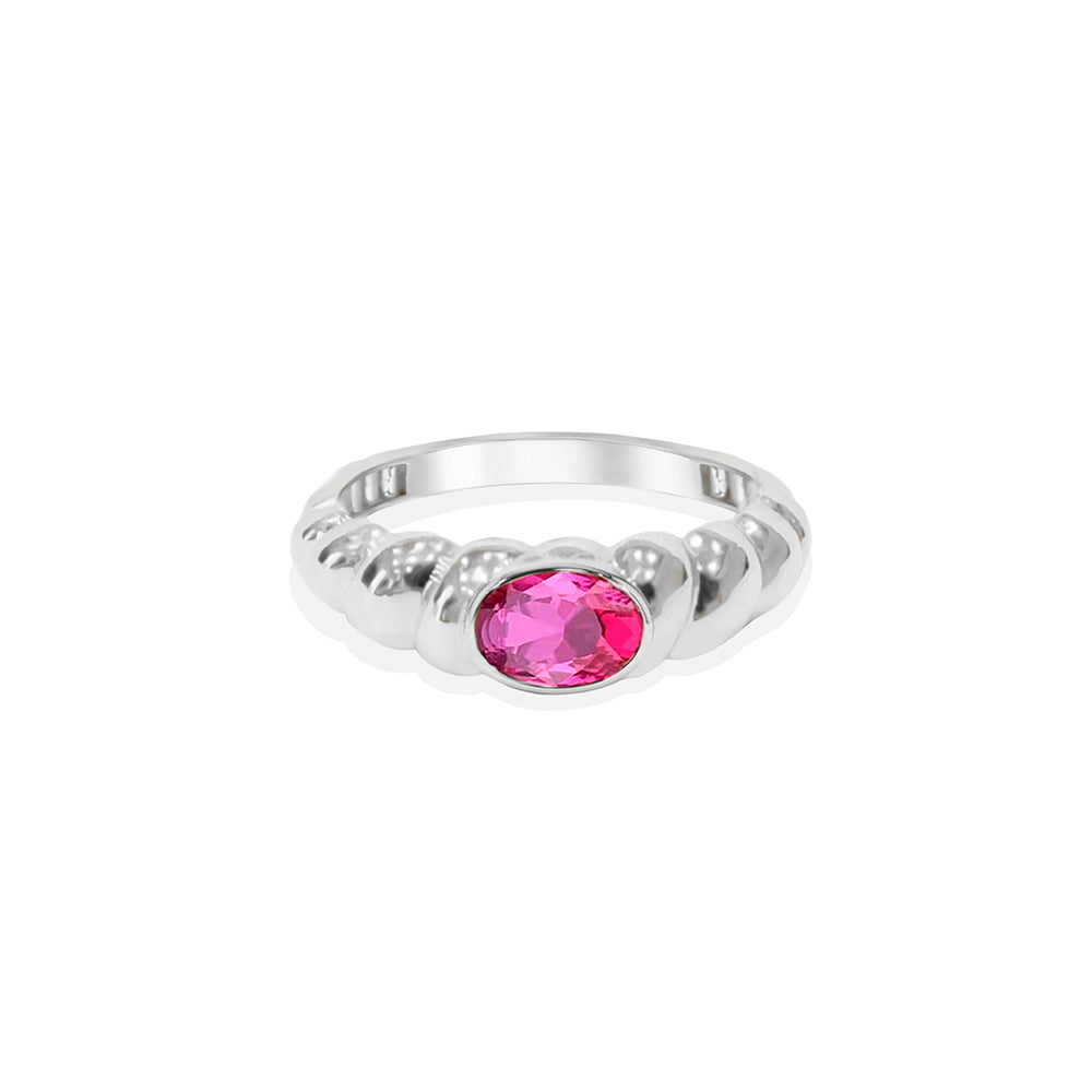 14K Gold Natural Pink Sapphire Bubble Ring