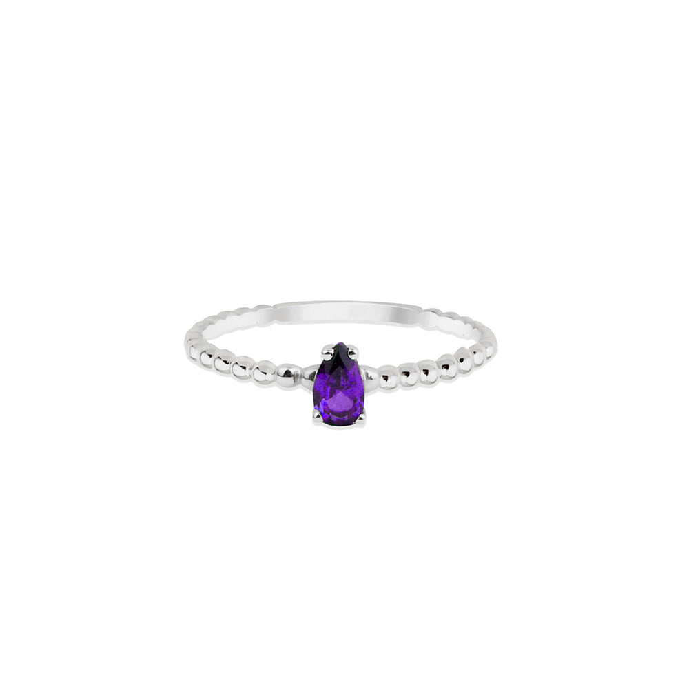14K Gold Pear Amethyst Ring