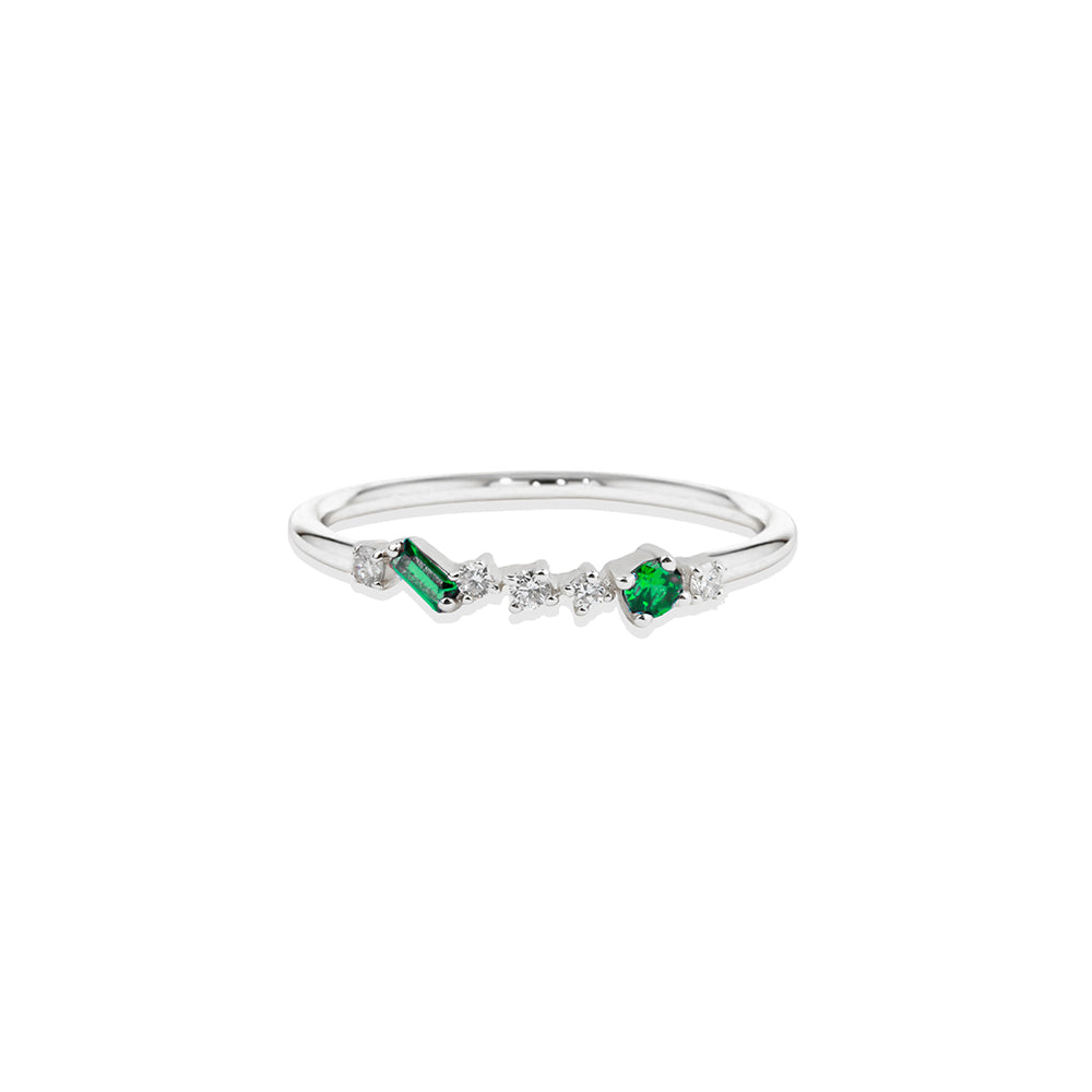 14K Gold Diamond Ring / Emerald Promise Ring