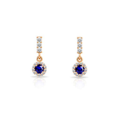 14K Gold Sapphire Halo Earrings