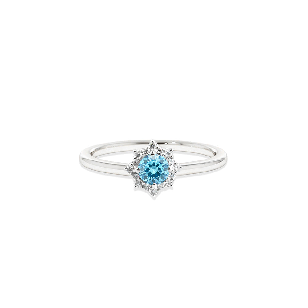 0.60 Carat 14K Solid Gold Aquamarine Halo Ring