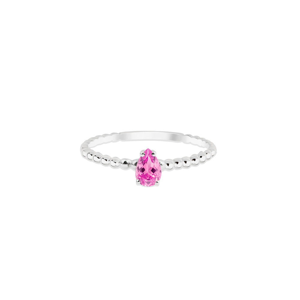 14K Gold Pink Sapphire Teardrop Ring