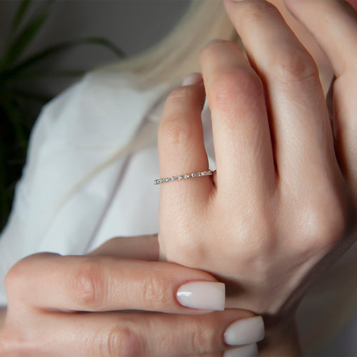 14K Gold Thin Baguette Diamond Band