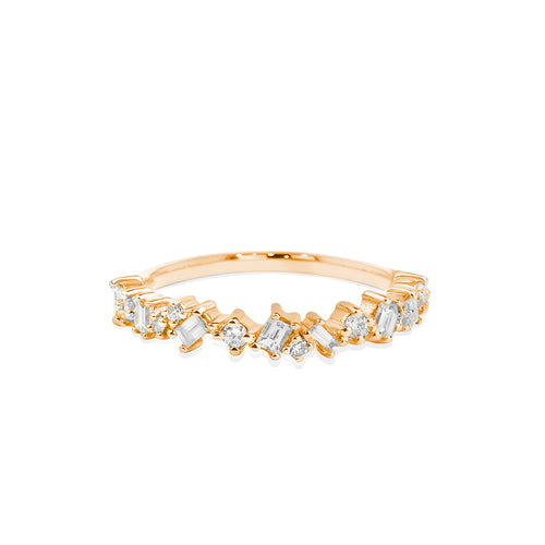 14K Gold Mixed Cut Diamond Band