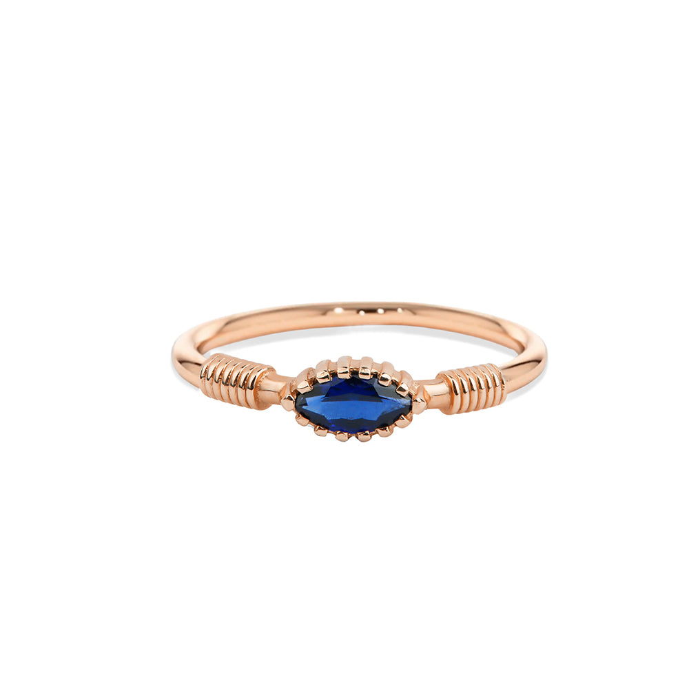 14K Gold Solitaire Sapphire Ring