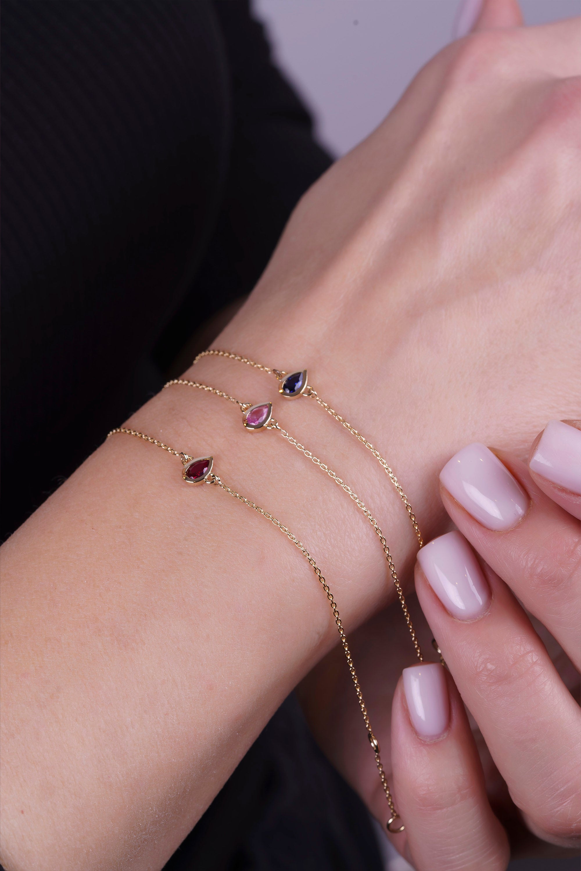Bezel Set Ruby Bracelet, Anniversary Necklace