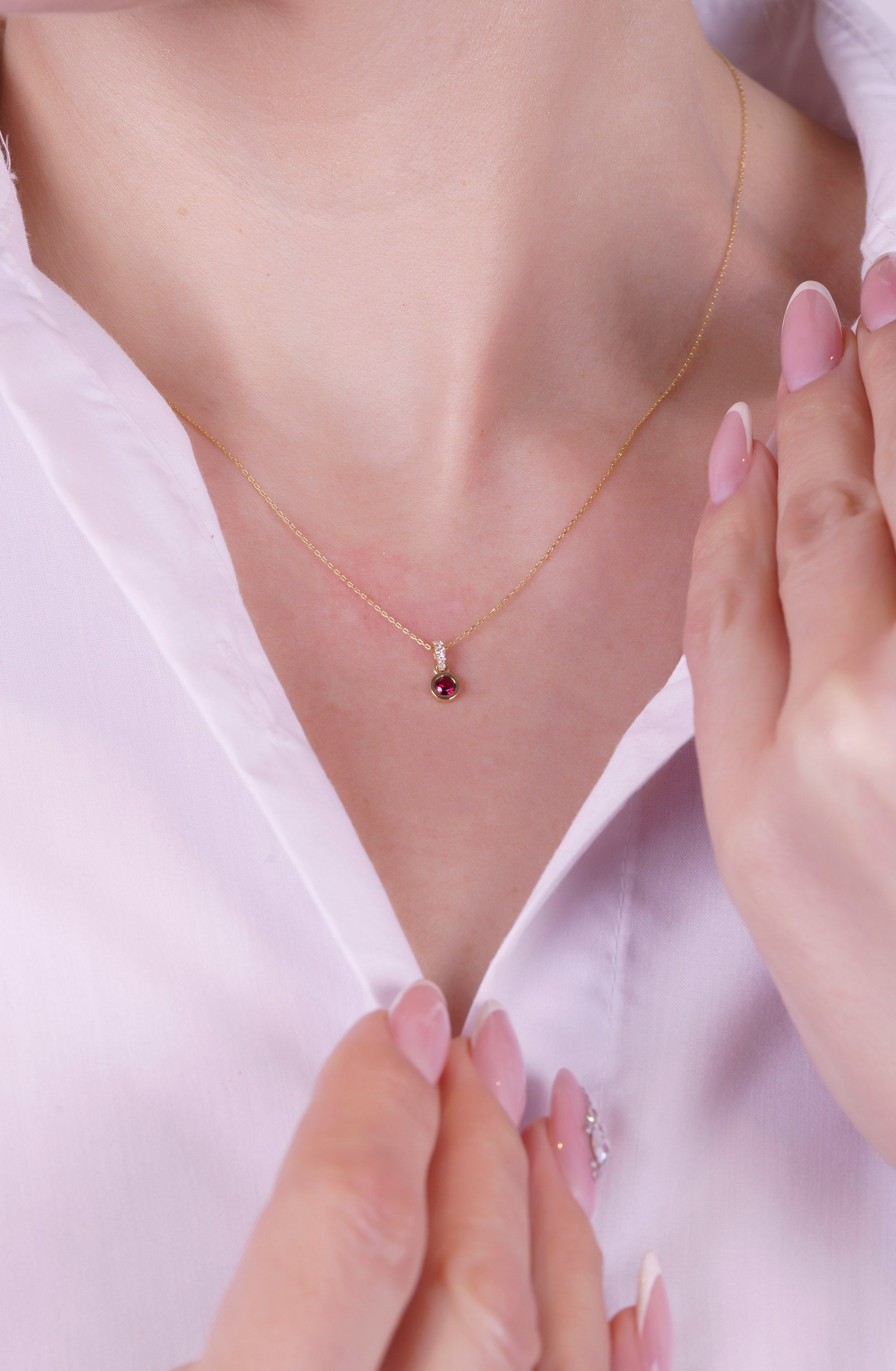 Natural Ruby Diamond Necklace / Gothic Necklace