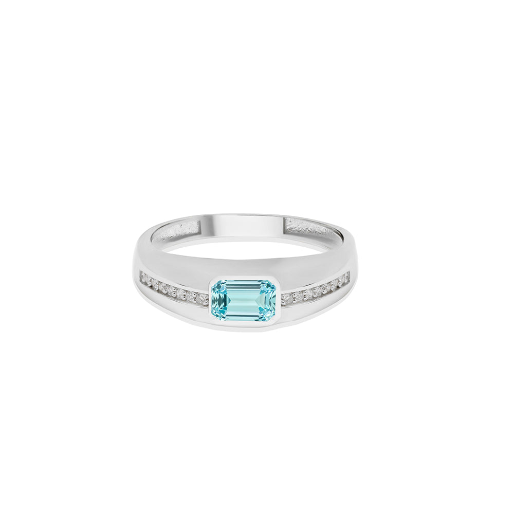 14K Gold Aquamarine Signet Ring