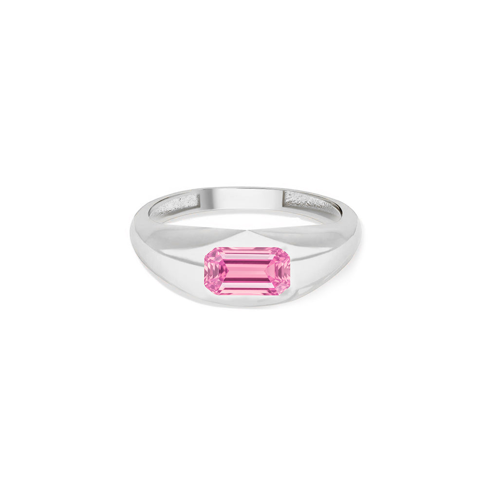14K Gold Pink Sapphire Signet Ring