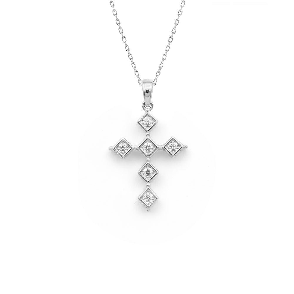14K Gold Diamond Religious Necklace / Contemporary Christian Jewelry