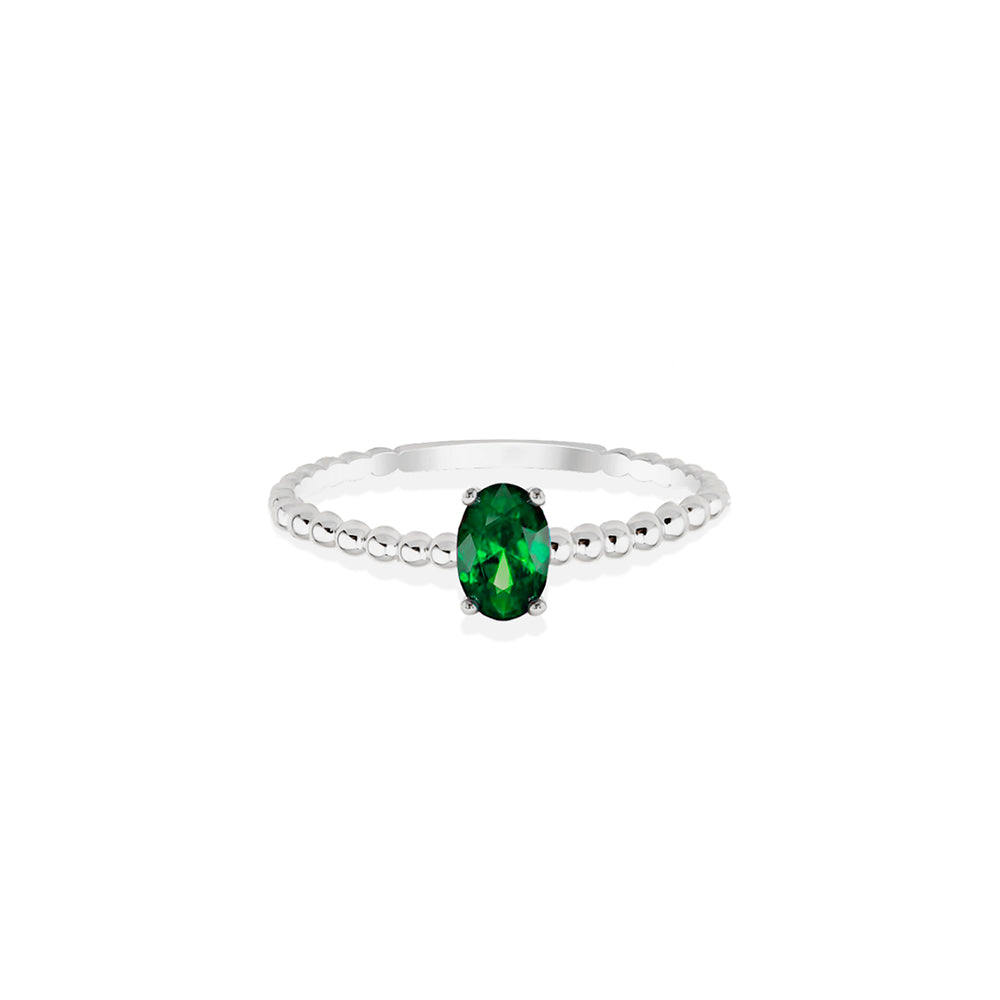 14K Gold Oval Emerald Ring / Romantic Gift