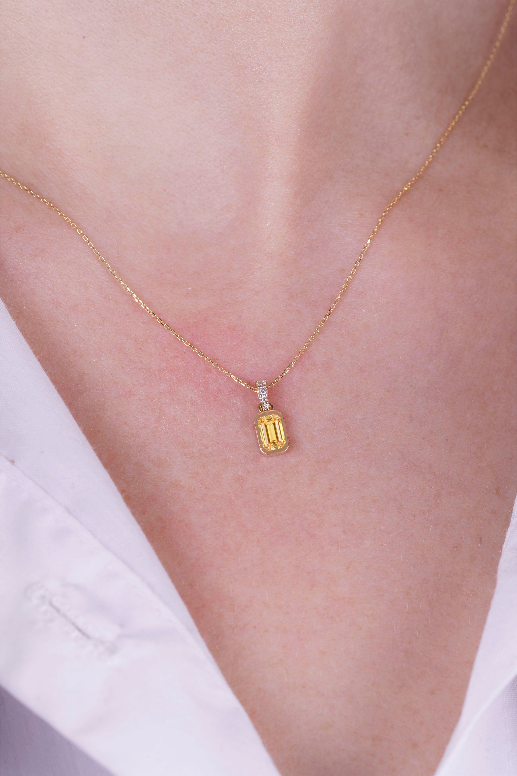14K Gold Citrine Necklace, November Birthstone Necklace