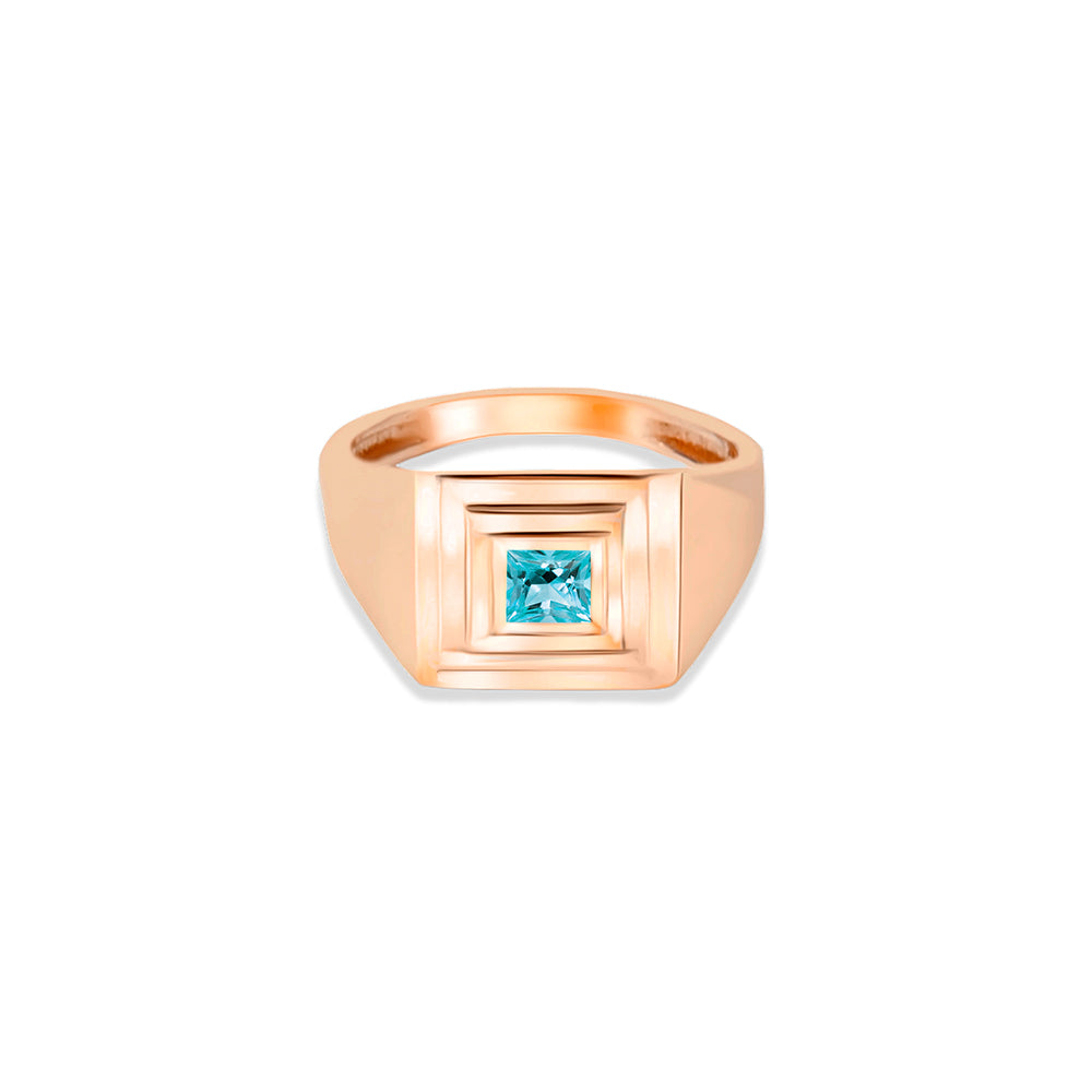 14K Gold Aquamarine Statement Ring / Anniversary Gift