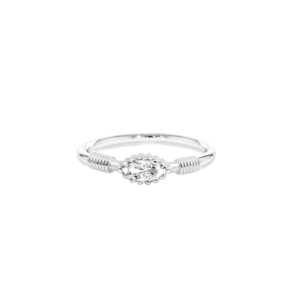 14K Gold White Sapphire Ring / Anniversary Gift