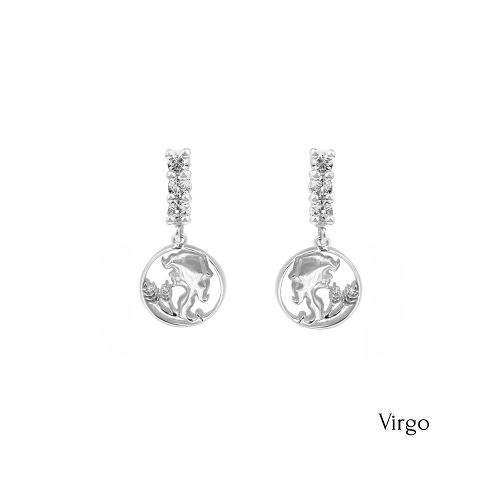 14K Gold Diamond Virgo Earrings