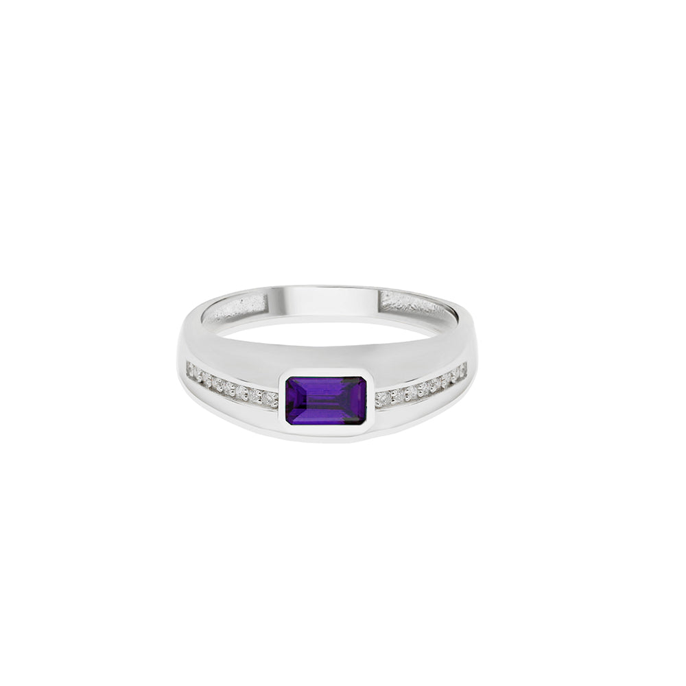 14K Gold Amethyst Signet Ring