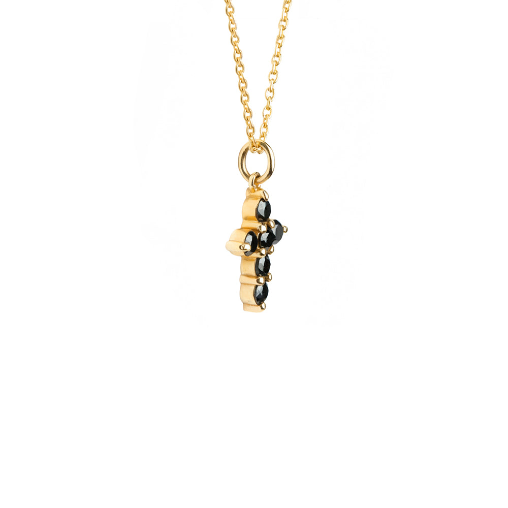 Modern Black Diamond Cross Necklace / Gift for Wife