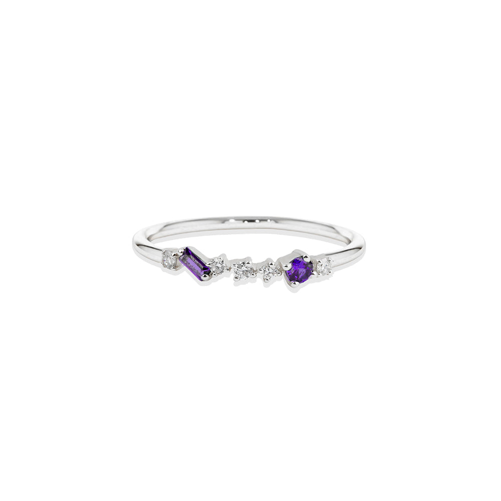 14K Gold Amethyst Diamond Ring