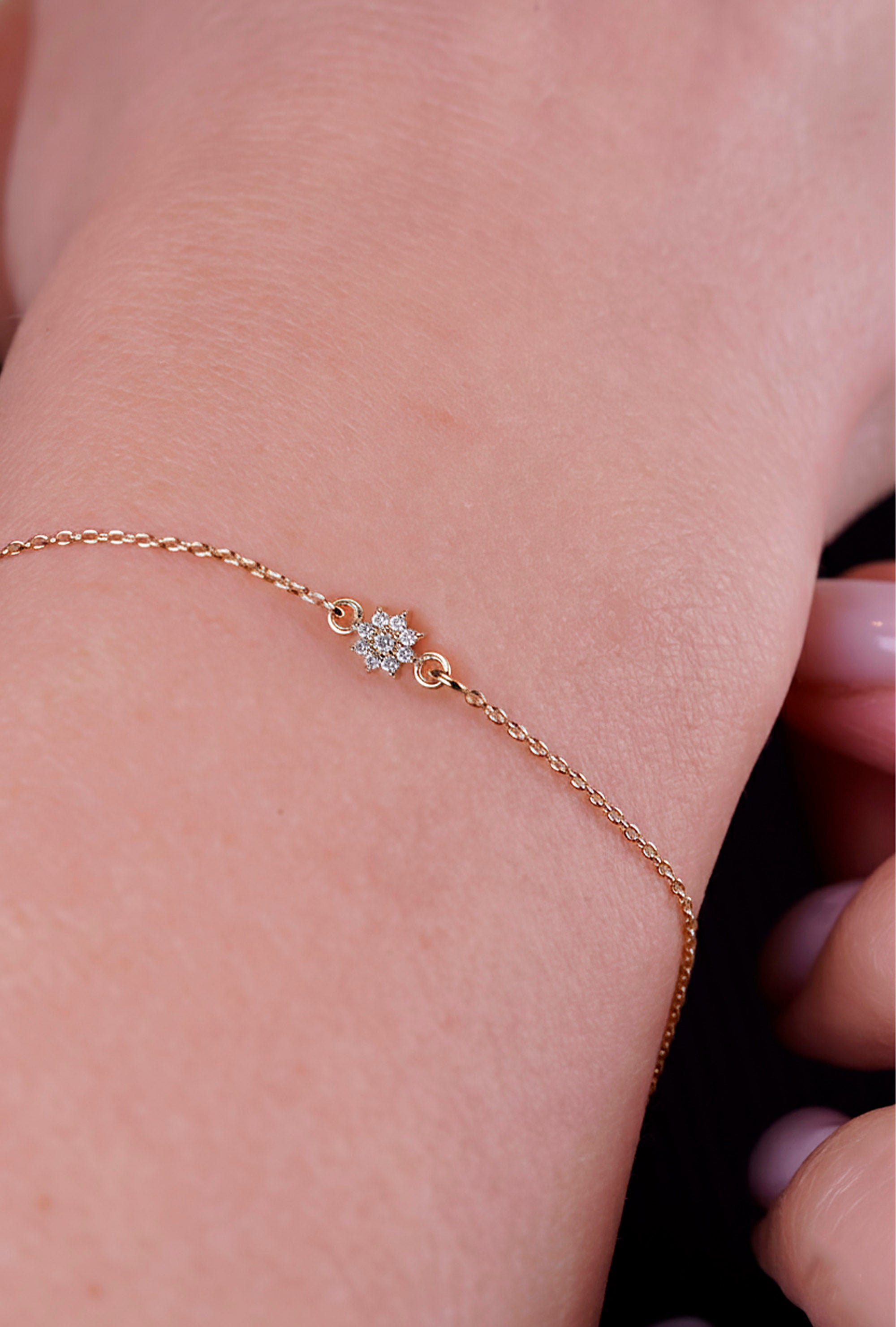 14K Gold Diamond Star Bracelet / Celestial Bracelet