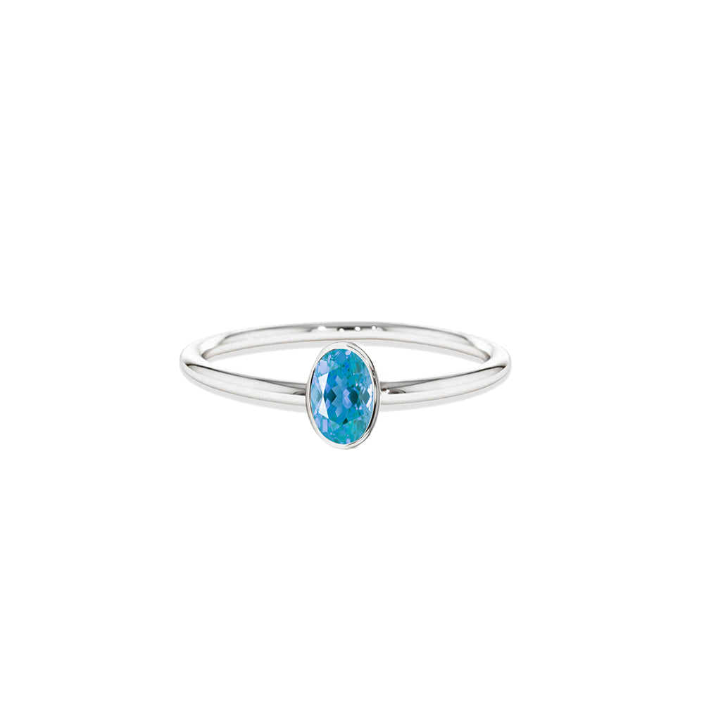 14K Gold Aquamarine Bezel Ring