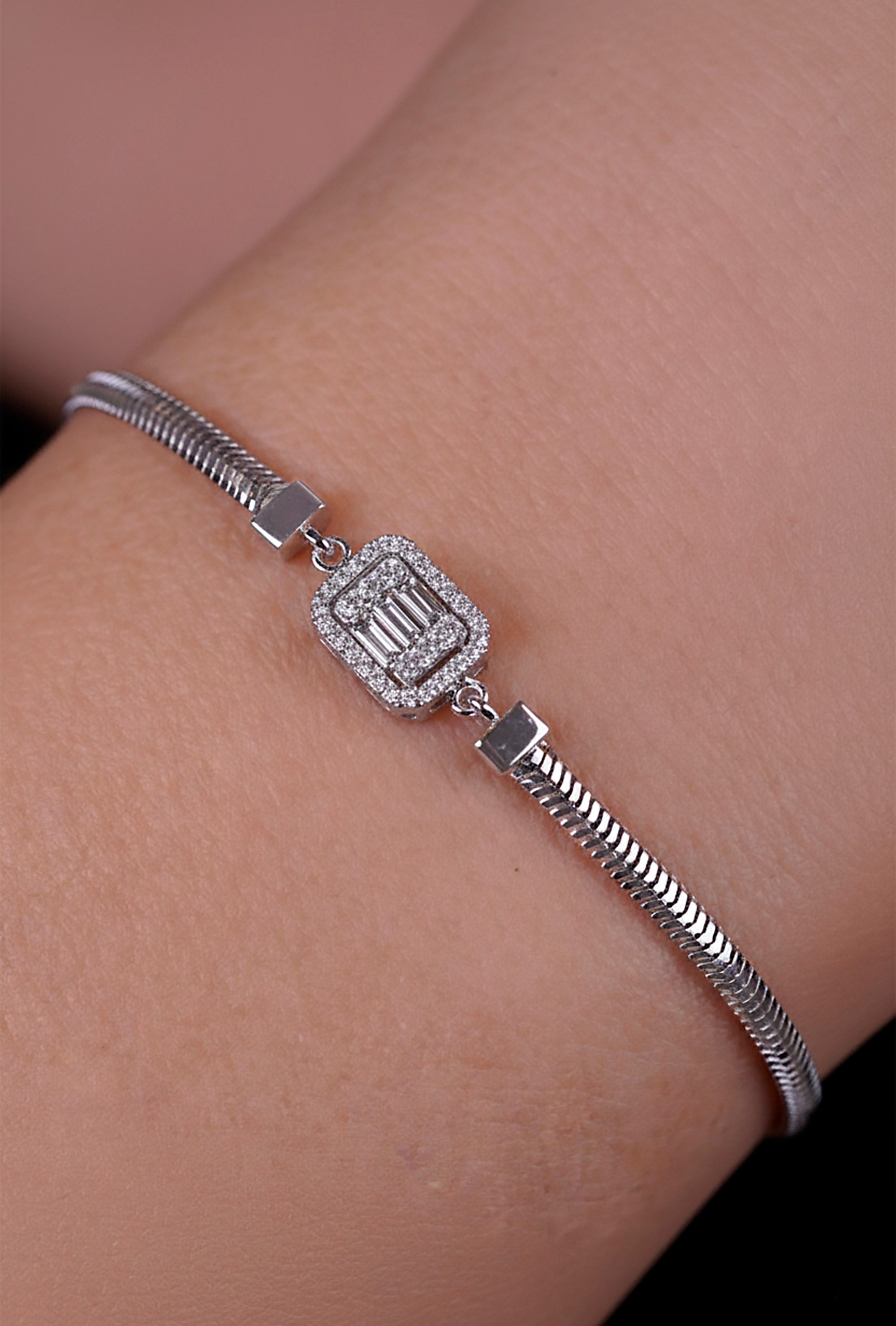 14K Gold Tennis Bracelet / Diamond Baguette Bracelet