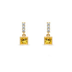 14K Gold Citrine Square Earrings
