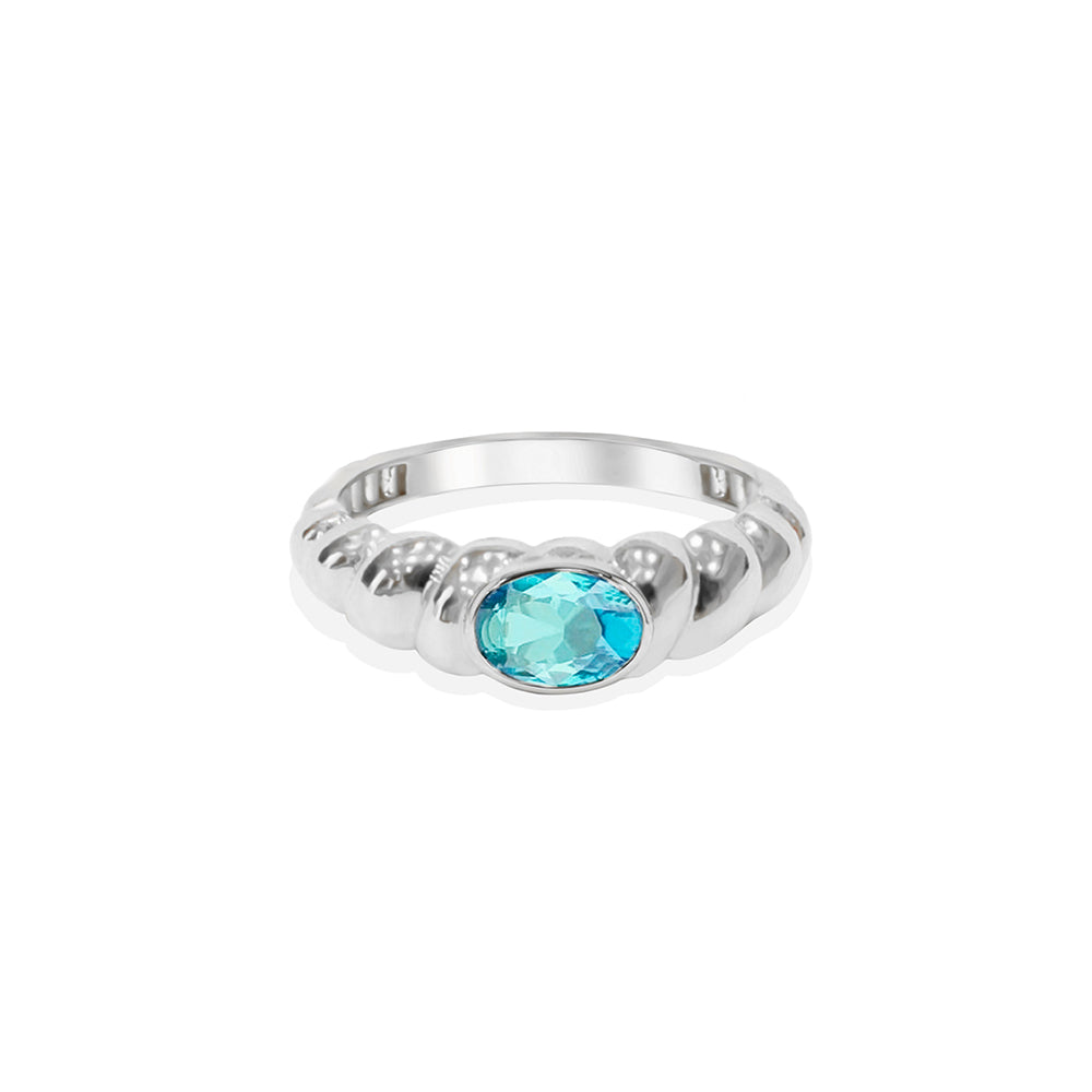14K Gold Natural Aquamarine Bubble Ring
