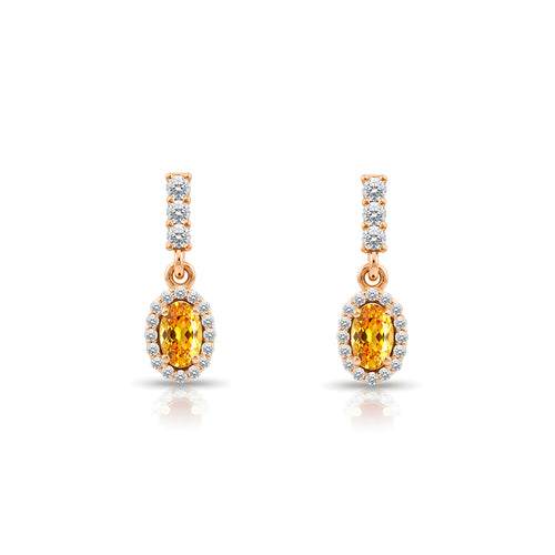 14K Gold Citrine Oval Earrings